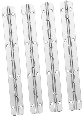 Toddmomy 4 pièces Charnières Piano Longues Inox Résistantes pour Portes Armoires Boîtes Bois Mallettes