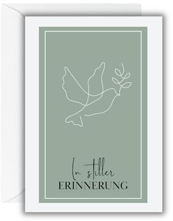 WBdesignz Trauerkarte „In stiller Erinnerung“ mit weißem Umschlag - Kondolenzkarte mit Tauben- & Blumenmotiv - für Beerdigung, Beileidsbekundungen Anteilnahme, Trost & stille Gedenken (DIN A6)