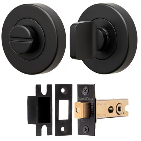 Decoranddecor Black Bathroom Door Lock, Deadbolt Internal Door Lock 76mm | Bathroom Lock, Toilet Door Lock, Thumb Turn Lock, Deadbolt Door Lock, Bathroom Locks for Doors, Toilet Lock