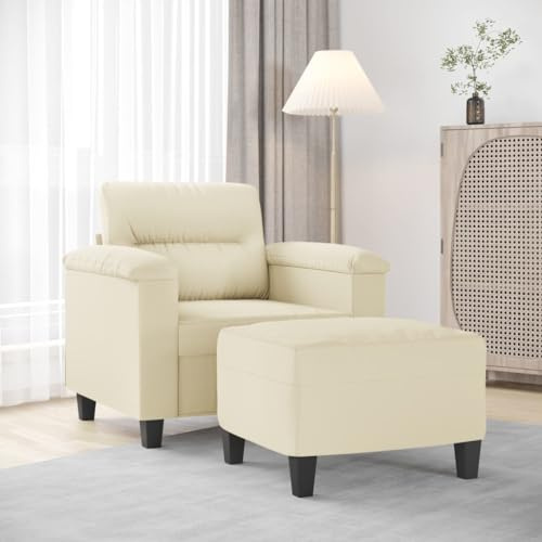 Owoxanthellate Schlafsessel mit Hocker Creme 90x77x80 cm Kunstleder leicht zu reinigen Modernes Design Robust & Langlebig für Wohnzimmer Schlafzimmer Büro
