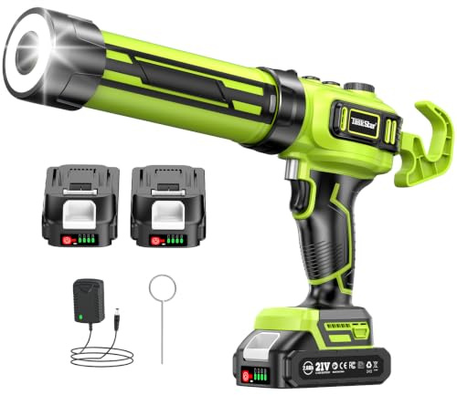 Taskstar Electric Caulking Gun Compatible with Makita 18V Battery 10-10.5oz | Cordless Caulk gun with 2 x 2000 mAh Batteries, Brushless Motor, Built-in LED Light for Caulking and Sealing (280-330ML)