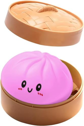 Dumpling Squishy, Giant Dumpling Squishy with Steamer Box, Stressball Langsame Rückfederung, Stressabbau-Spielzeug für Erwachsene