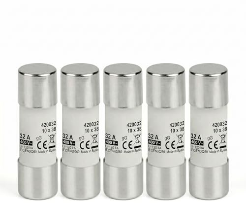 WEBMATEL Fusible de Tubo Cerámico Cilíndrico 10 * 38mm - Pack de 5 Unidades - 10A - 500VAC - Tipo Gg