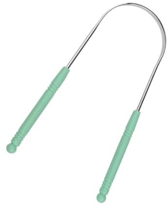 IWOWHERO Pulitore per Lingua Ergonomico Verde in Acciaio Inox e Abs Design Curvo, Riutilizzabile per Igiene Orale degli Adulti