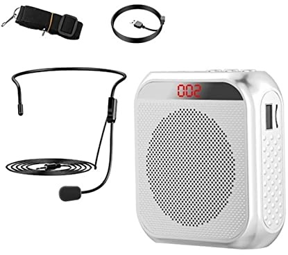 BINGNU Sprachverstärker, Sprachverstärker Megaphon Mini -Audio -Lautsprecher mit mikrofon wiederaufladbarem Ultraleicht for Lehrer(White)