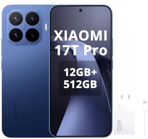 XIAOMI 17T Pro Smartphone, 12+512GB, Azul, Includes 120W Charger | 6,83 144Hz Pantalla con Cuidado de la Vista, Batería 7000 mAh Silicio-Carbono, Leica 5X Teleobjetivo