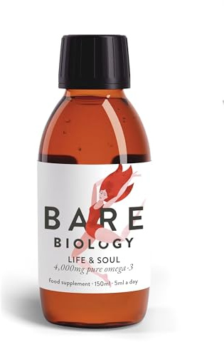 Bare Biology Life & Soul Clinical Strength Liquid Omega 3 4000mg per dose | One teaspoon gives you 2600mg EPA & 1180mg DHA to support heart, brain function & eye health. IFOS Certified for purity.