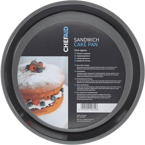 Chef Aid Backform rund 23 cm Antihaft – Kuchenform aus Stahl für Torten, Rührkuchen und Desserts, gleichmäßige Hitzeverteilung, stabile und langlebige Backform