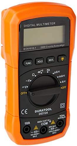 Duratool D03124 600 V AC/DC Auto Ranging Digital Multimeter ,Orange