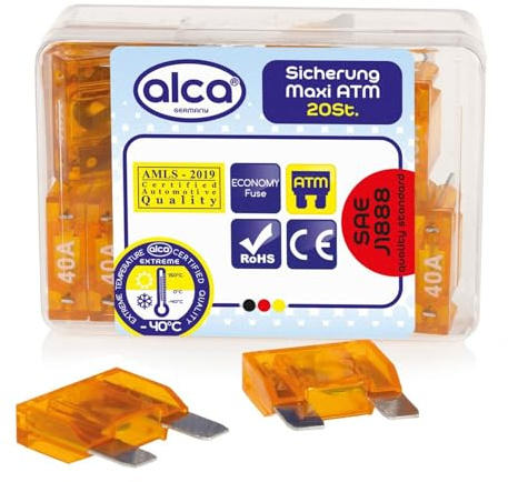 alca® Maxi-Sicherungen 40A Set, 20 Stk. Economy Box, 32V, orange | Flachsicherungen im Bundle für Auto, Lkw, Bus, Traktor und weitere Nutzfahrzeuge