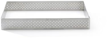 De Buyer - Cercle à tarte carré VALHORNA en inox perforé - 8 x 8 x 2 cm - Fabriqué en France, Technologie AIR SYSTEM, Micro-Perforations pour Cuisson Rapide et Homogène pour Résultats Croustillants