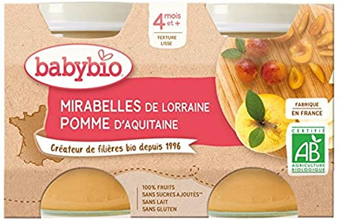 Babybio pomme mirabelle dès 4 mois 2x130g