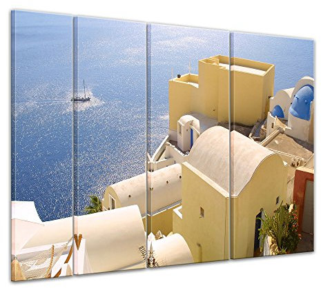 Keilrahmenbild - Santorini - Griechenland III - Bild auf Leinwand 180 x 120 cm 4tlg - Leinwandbilder Bilder als Leinwanddruck Städte & Kulturen Europa - Mittelmeer