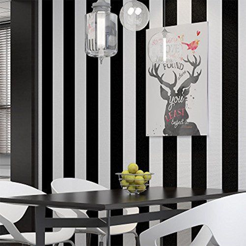 Schwarz-weiße Streifen Vliestapete für Wohnzimmer, Schlafzimmer, Arbeitszimmer, Geschäft, Restaurant, Dekoration, nicht selbstklebende Tapete, 0,53 x 10 m