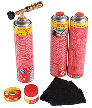 Lötbrenner-Komplettset Trinkwasserinstallation Kupferrohrverlegung + 2 extra Gaskartuschen