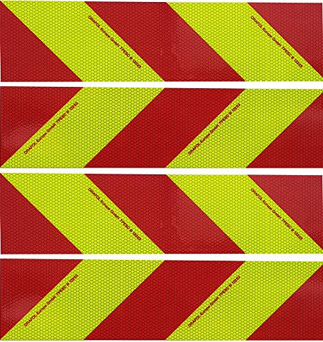 UvV® flexible rot gelbe (lemon gelb) Kfz Warnmarkierung TPESC 13223 Set mit 4 Streifen 564 x 141 mm (Magnetisch)