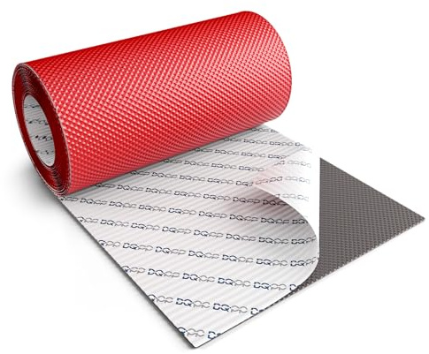 DQ-PP WANDANSCHLUSSBAND – Länge 5m – Breite 300mm – Kirsche RAL 3011 – hochwertiges Aluminium und Butyl – Selbstklebend – Dach Kaminanschlussband 3D Struktur Dachabdeckung Aluminiumband