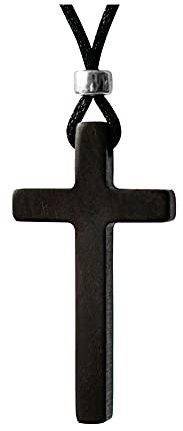 Xianli Wang Pendentif en Bois de Santal Croix Collier Pour Hommes Femmes Sculpté Chandail Occasionnel Chaîne Noir