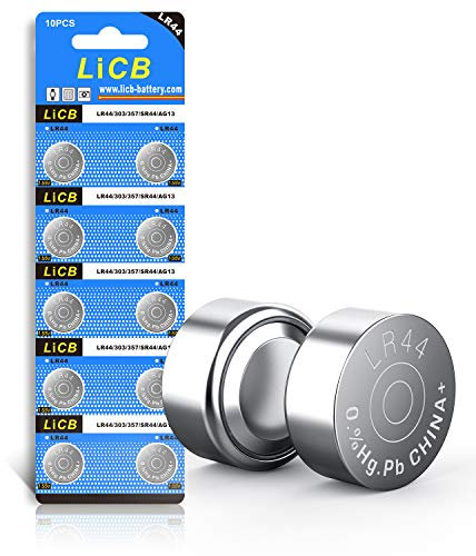 LiCB 10 PCS LR44 AG13 357 303 SR44 Battery 1.5V Button Coin Cell Batteries,Used in Many Small Electronics, Watch, Calculators, Toys