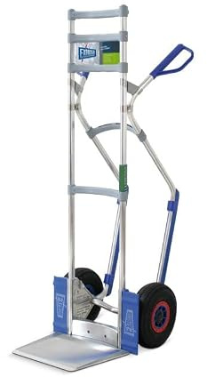 Vollmontierte EXPRESSO Alu Profi- Sackkarre AE201521K mit klappbarer Schaufel/Für Säcke, Rollen & Kartons / 250kg / Luftreifen, schwarz