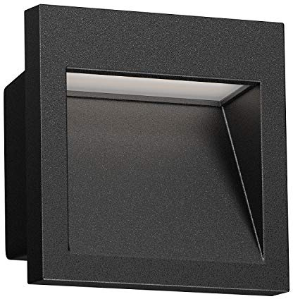 ledscom.de LED Wandeinbauleuchte NOLA, Downlight für außen, IP54, schwarz matt, 90 x 90mm, warmweiß