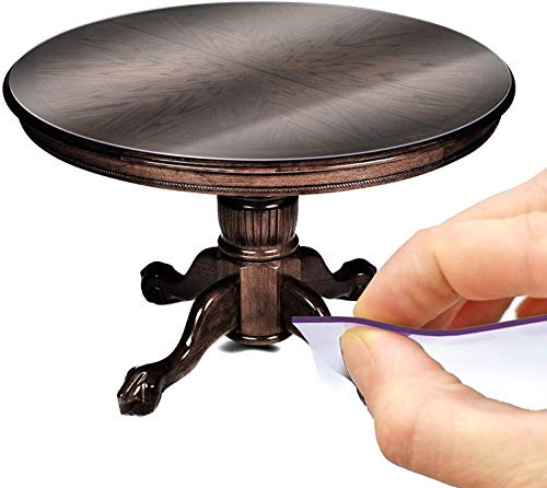 ANRO Pellicola protettiva per il tavolo, in PVC, trasparente, 2 mm, rotonda, bordo dritto, 90°, dimensioni: 110 cm.