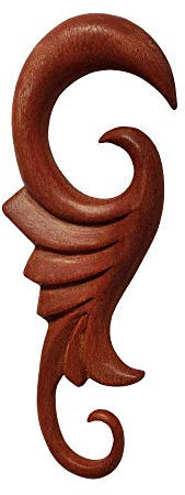 CHICNET Piercing Holz red Sawo Wood Blüte Expander Handmade Ohr Dehner rot braun, Damen Herren Flesh Lobe Plug Tunnel Ohrring Ohrhänger Hook Dehnspirale Dehnschnecke, 3mm-12mm