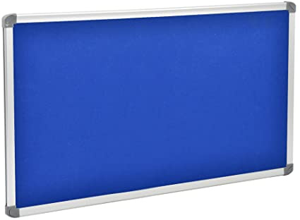 Danieli | Tablón de anuncios de fieltro azul 90 × 60 cm | Pizarra de fieltro azul con marco de aluminio | Tablero de notas de pared con fieltro, para fotos y avisos.