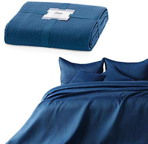 AmeliaHome Tagesdecke 170x210 cm dunkelblau Bettüberwurf zweiseitig Carmen