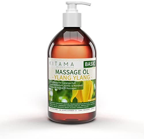 Kitama Huile de Massage aromatique Ylang Ylang 500ml pour massage thaï bien-être physiothérapie spa wellness