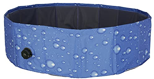 Kerbl Pet Hundepool Bubble | Blau, Ø 120 × 30 cm, kratzfestes PVC, schnell auf- und abgebaut für Abkühlung und Wasserspaß