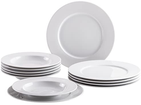 KAHLA 45A133A90045C Aronda Tafel-Set 12tlg. | weißes Kaffeeset für 6 Personen aus Porzellan