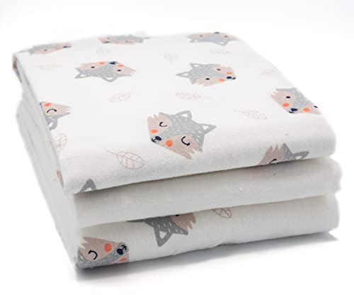 Clevere Kids Moltontücher 3 Stück | saugstarke Molton Unterlage | Baby Spucktücher - 80x80 cm| ultraweich Oeko-TEX Baumwolltücher (Fuchs hellgrau)