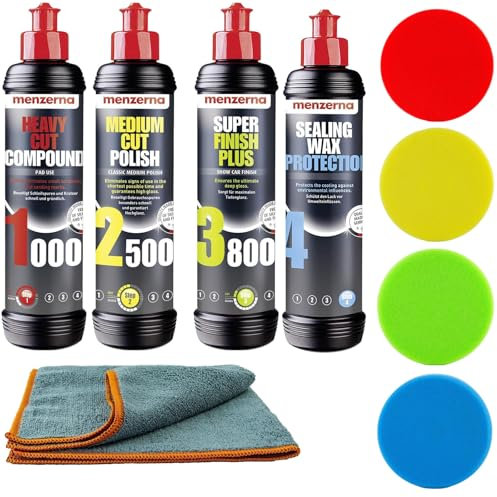 Menzerna Autopolitur Set 1000 2500 3800 SW + PP Polierpads 75/75mm