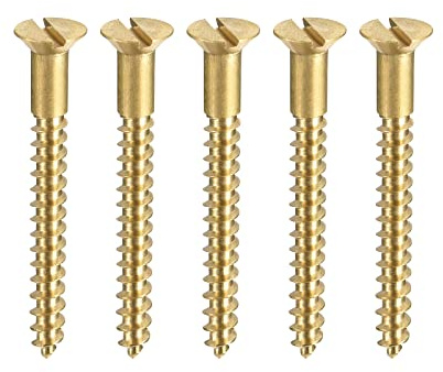 sourcing map 50 Stück Holzschrauben M3,5 x 35mm Flachkopf Blechschraube aus Messing mit Schlitz