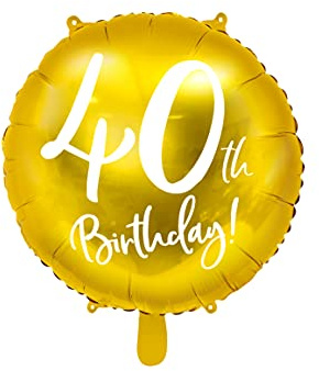 Folienballon 40. Geburtstag Gold – Luftballon Zahl 40 | Ballon 40th Birthday, Helium geeignet, Deko & Geschenk für Frau & Mann, 45 cm