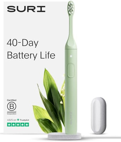 SURI 1.0 Sonic Electric Toothbrush | 1 Month+ Battery | UK’s No.1 Rated | Electric Toothbrush Adults | Travel Tooth Brush | Sonic Toothbrushes | Green