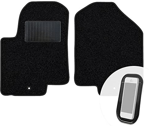 moto-MOLTICO Vorne Fußmatten Auto Velours Autoteppiche Schwarz Automatten Set 2-teilig passend für Kia Soul I 2009-2010