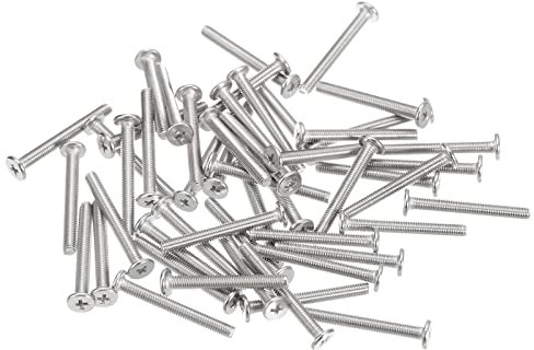 sourcing map M3-0,5 x 25 mm 50 viti a testa rotonda piatta in acciaio inox 304 Phillips Drive viti per macchina di fissaggio hardware per collegamento mobili