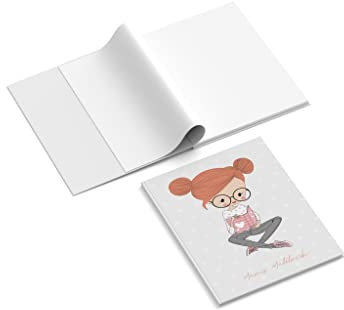 Skizzenbuch mit Name personalisieren | Design Little Girl | 210 x 297 mm | Hardcover | Papier 120 g/m² | Blanko | Doodles | Malbuch | Erinnerungsbuch | Zeichnungen | Notizen
