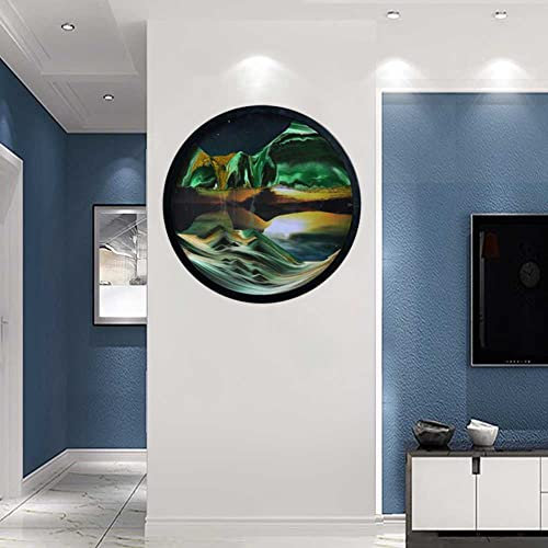 VVHUDA Image d'art 3D en mouvement de sable profond en mouvement rond en verre coulant du sable relaxant pour la maison et le bureau A/44 cm Petit cadeau