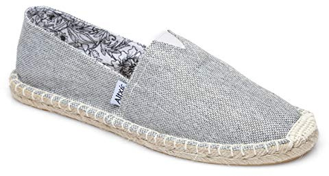 Altxic dam komfort canvas trosa på espadrilles platta, GRÅ, 37 EU