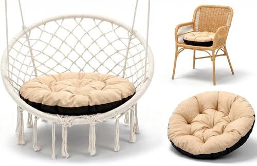 Amazinggirl Cuscino rotondo da giardino per poltrona sospesa e sedie ratan 60 cm - Cuscini rotondi per sedia et poltrone dondolo enterno e interno Beige Ombra B