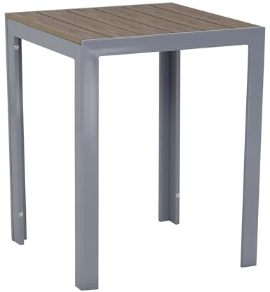 Gardissimo Aluminium Gartentisch Alma 60x60 Silber | Nonwood Tischplatte, Absolut Wetterfest