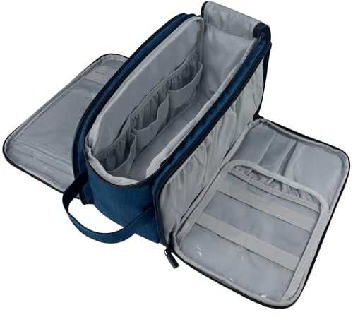 Gloppie Neceser Mujer de Viaje Impermeable 10L Neceser Maquillaje con Gran Capacidad, Diseño Separado en Húmedo y Seco, Artículos Bolsa de Aseo Kit de Afeitado Organizador, XXL Azul