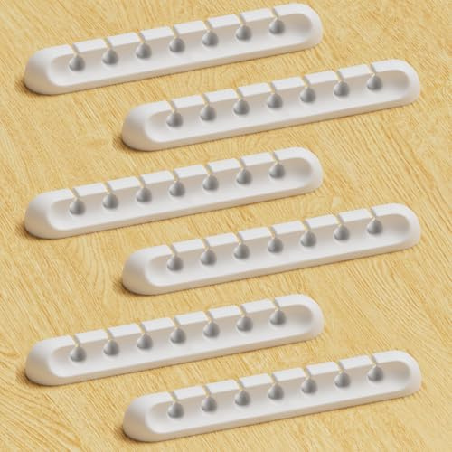 Kabelhalter Kabelclips, 7-Schlitze[6 Stück] kabelmanagement Selbstklebend Kabel Organizer Vielzwecke Kabelführung Set für Schreibtisch Computer PC, USB Ladekabel, ZuhauseBüro