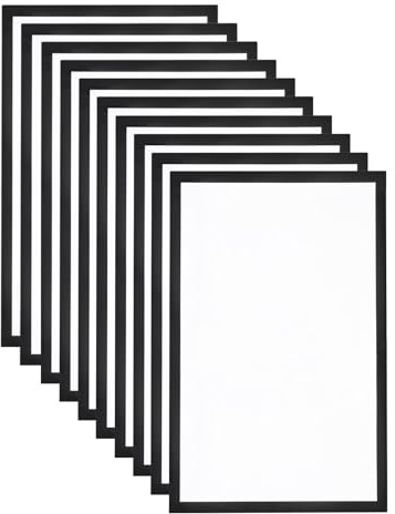 QUARKZMAN 10 Pièces Porte-Affiche Magnétique Auto-Adhésif 11x17 Noir | Cadre d'Affichage Magnétique, pour document Panneau de Fenêtre Support Mural, pour la Maison Le Bureau