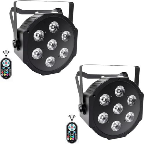 ZonQoonz 2PCS RGBW LED Par Licht, 7 LED Par Scheinwerfer DMX Disco Partylichter Bühnenlicht mit Fernbedienung für DJ Bar Show Party Halloween Weihnachten