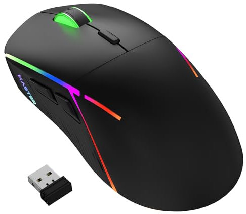Gvyugke Mouse Gaming Wireless 16.000 DPI, Mouse Gaming Bluetooth Ricaricabile per Laptop, PC, Mac, Mouser Gaming Senza Fili, Maus Silenzioso con 9 RGB, 75Hrs