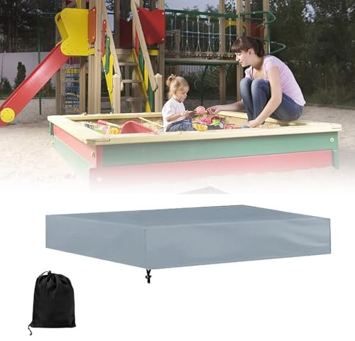 Sandkasten-Abdeckung, Sandkasten-Abdeckung, Sandkasten-Abdeckungen, Wasserdichte Pool-Abdeckung, Staubdicht, UV-beständig, 420D Oxford-Gewebe für Sandkasten, Pool, Garten, Sandkasten(Silver,180x180x20